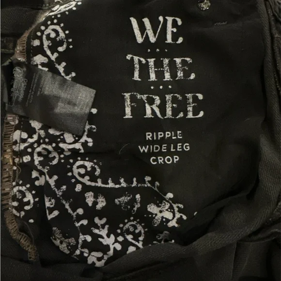 FREE PEOPLE WE THE FREE WOMENS RIPPLE WIDE LEG CROP DENIM 30 - Picture 15 of 16